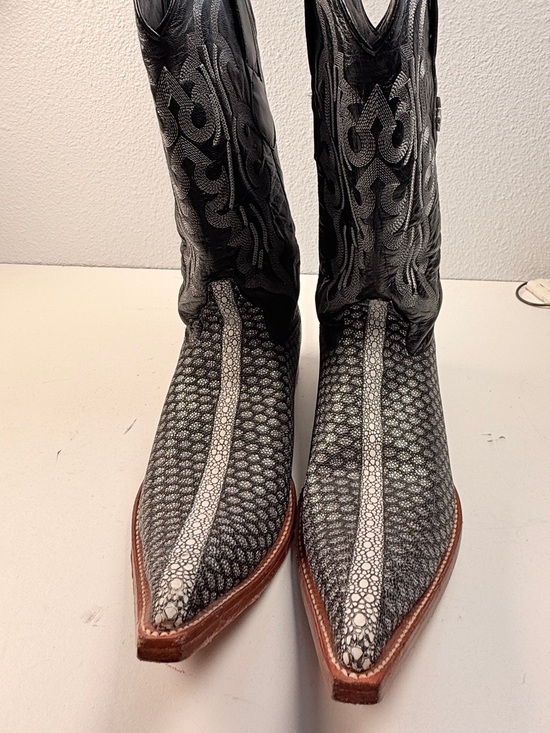 Los Altos Mens Stingray Print Leather Cowboy Boots Black Gray 8.5 EE main image 16